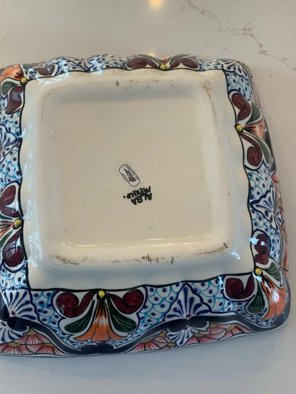 Vintage Talavera Rectangular Serving Bowl Pottery Dish Hand Crafted Mexico 12” - Picture 9 of 10